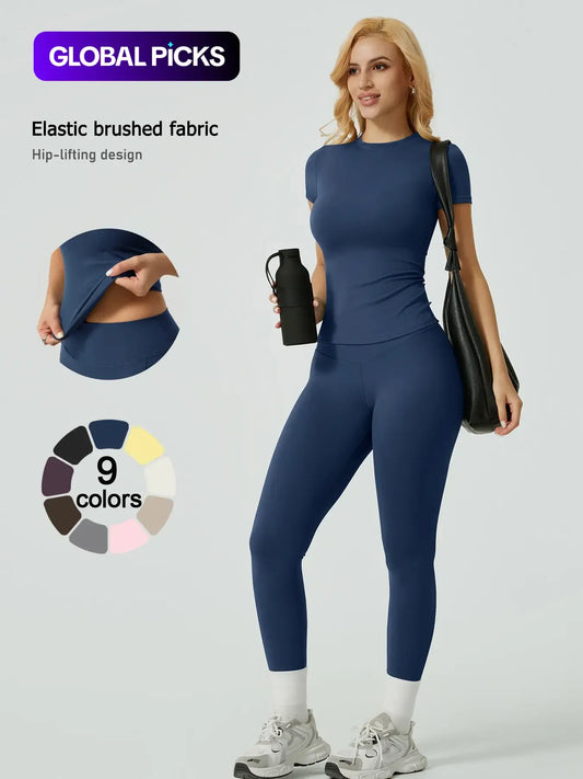 Women's Ribbed Yoga Set Tee and Leggings