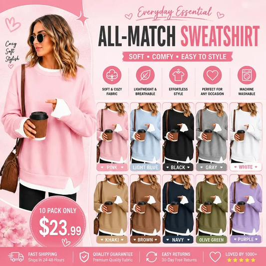 🔥LIMITED-TIME OFFER -Faux-Layered Oversized Crewneck Sweatshirt