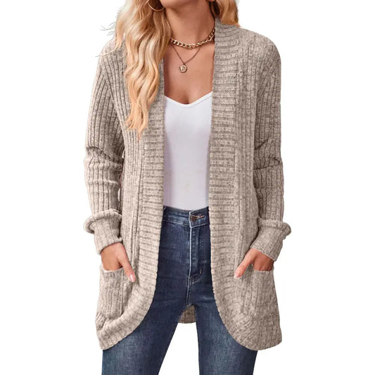 Cardigan Sweaters for Women 2026 Fall Open Front Long Sleeve Loose Lightweight Knit Sweater Coat with Pockets Springfresh